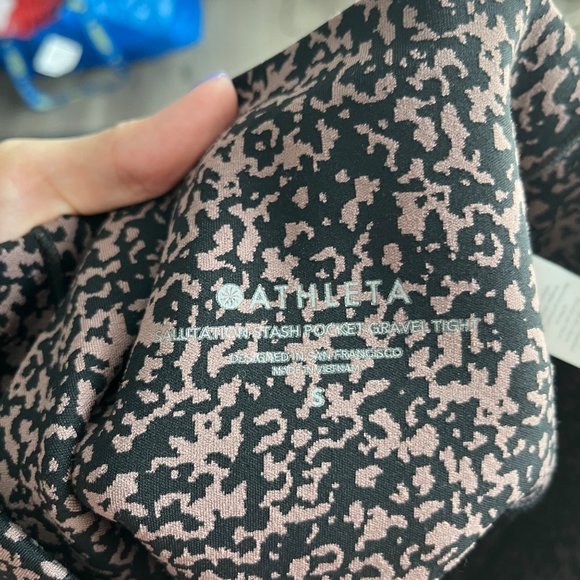 Athleta Brown Black Salutation Stash Pocket Gravel Tight Small Workout Bottom - Picture 7 of 10